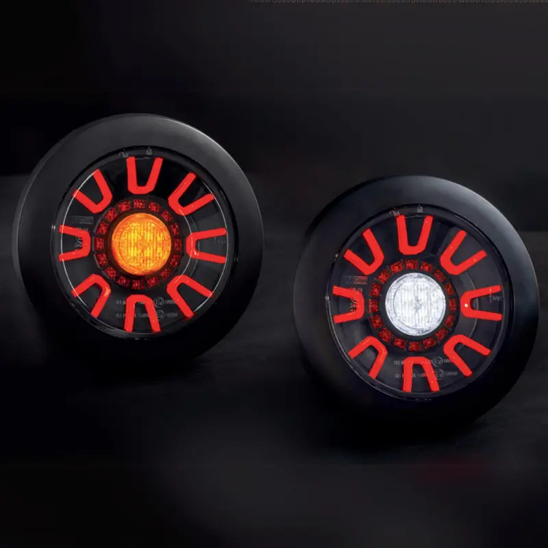 Fristom Gloss Black Round LED Trailer Tail Lamp