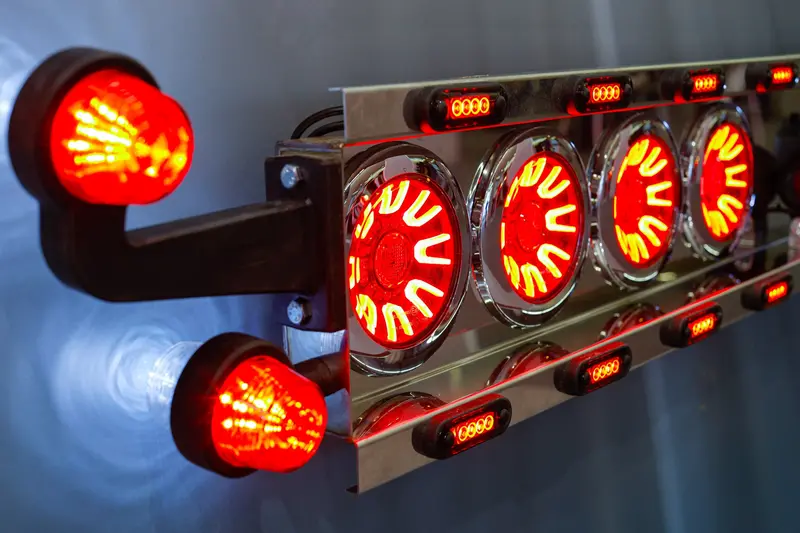 Fristom Matte Black Round LED Trailer Tail Light with Chrome Trim