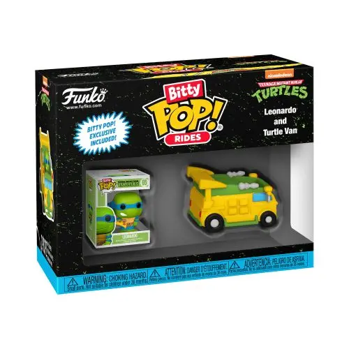 Funko Bitty POP! TMNT Ride Vinyl Figure – Leonardo in Turtle Van, 0.9″ Scale