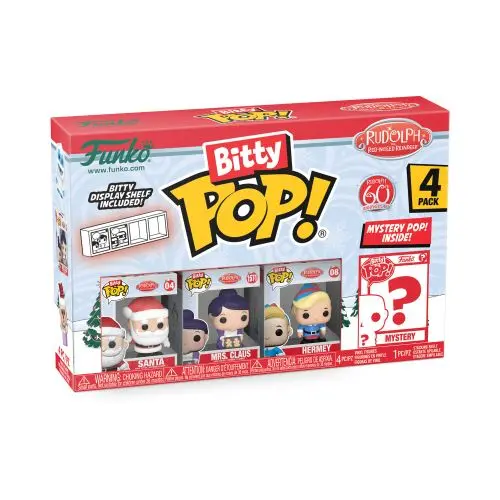 Funko POP! Bitty Rudolph Holiday Vinyl Figure 4-Pack with Display Stand