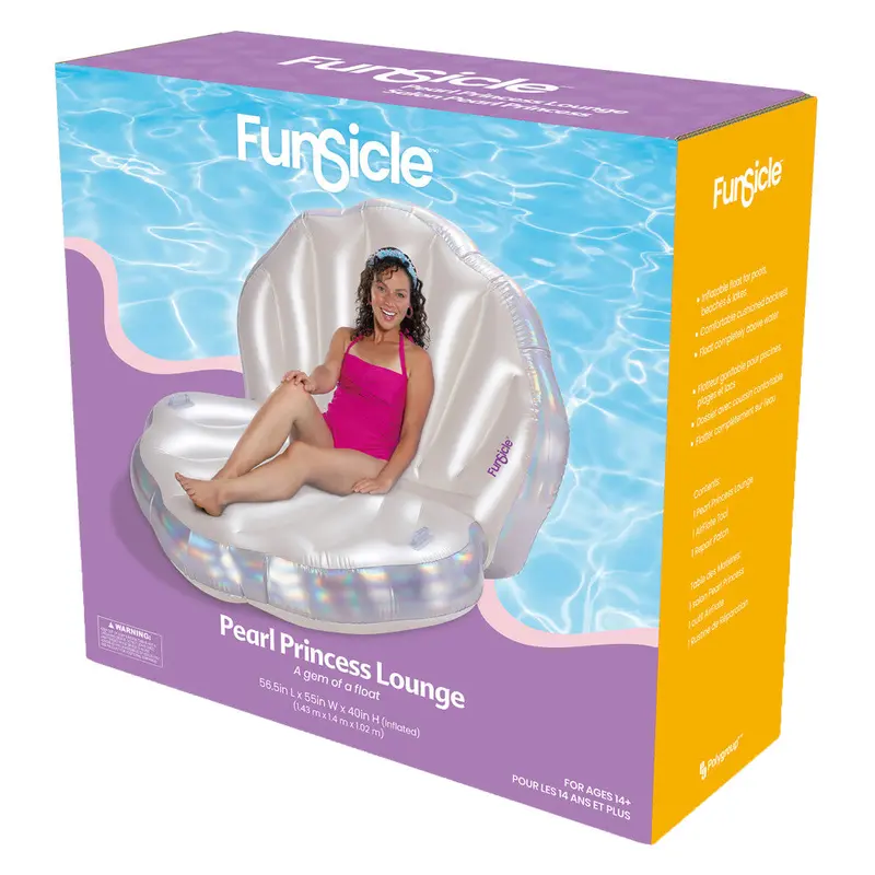 Funsicle Pearl Princess Inflatable Lounge – Oversized Shell-Shaped Pool Float