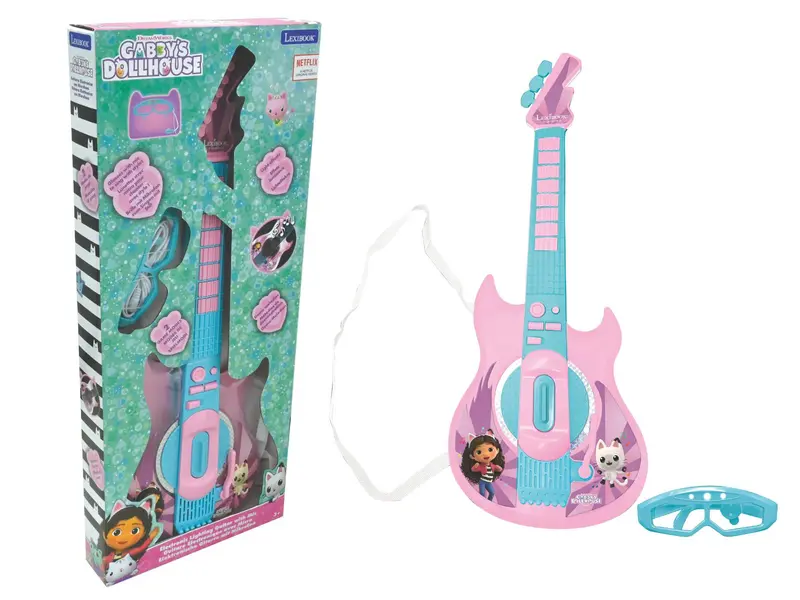 Gabby’s Dollhouse Rockstar Guitar Toy – Light-Up Instrument with Mic & Glasses