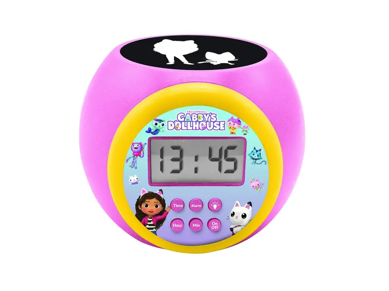 Gabby’s Dollhouse Starry Night Projector Alarm Clock – Pink Bedtime Companion