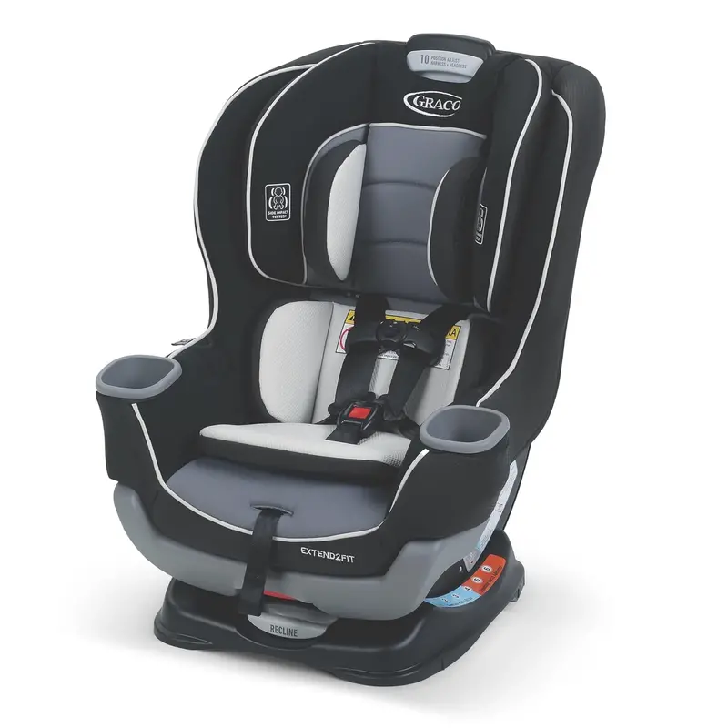 Graco Extend2Fit Convertible Car Seat – Rear- and Forward-Facing, Adjustable Legroom Extension, Gotham Style