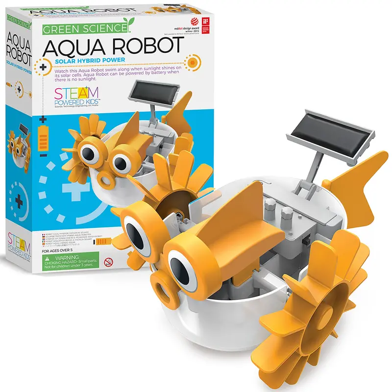 Green Science Aqua Robot Kit – Solar- and Battery-Powered Swimming Robot Construction Set