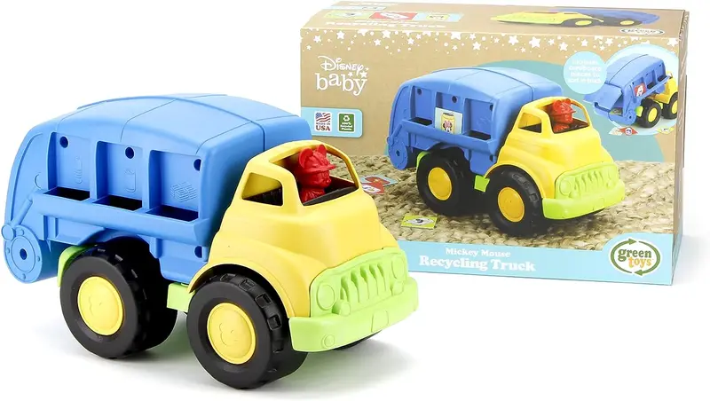 Green Toys Mickey Mouse Blue Recycling Truck – Sustainable Pretend-Play Vehicle
