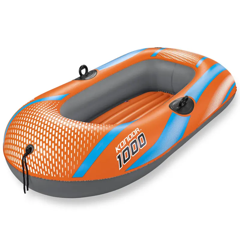 H2OGO! Kondor 1000 Inflatable Raft – Compact 4’11” x 33″ Pool Float in Orange/Blue