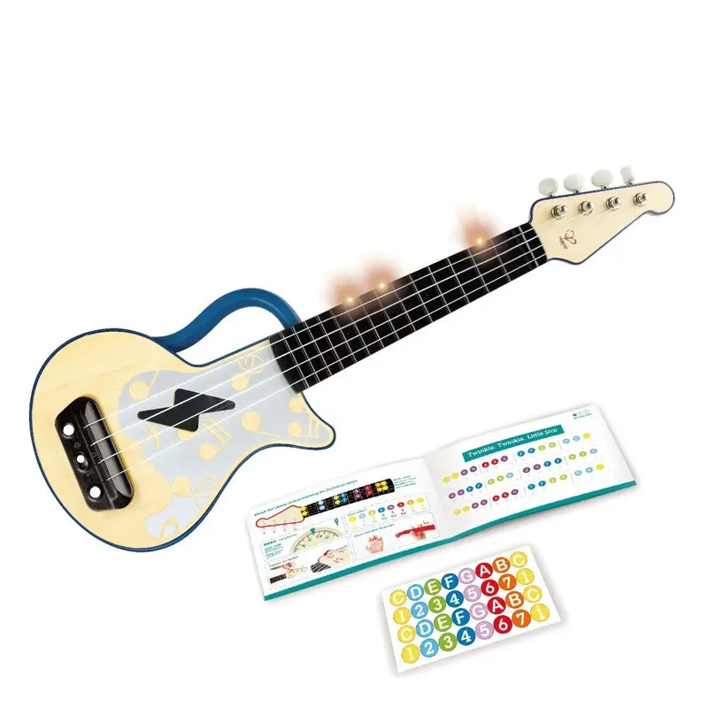 Hape Blue Learn-With-Lights Ukulele – Interactive Electronic String Instrument for Kids