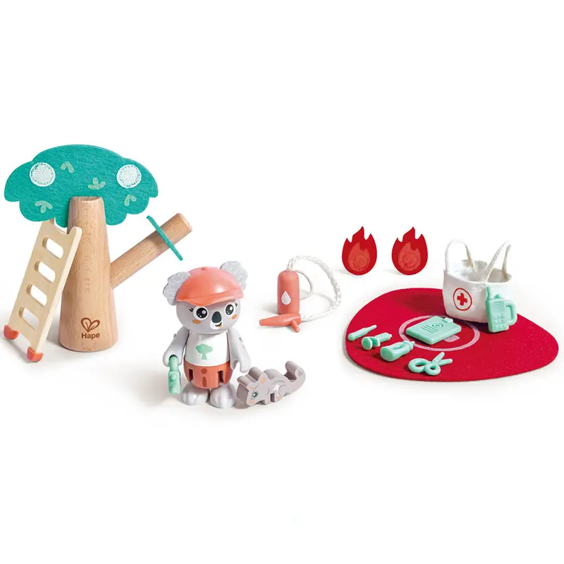 Hape Forest Fire Rescue Toy Set: 17-Piece Wooden Emergency Play Experience