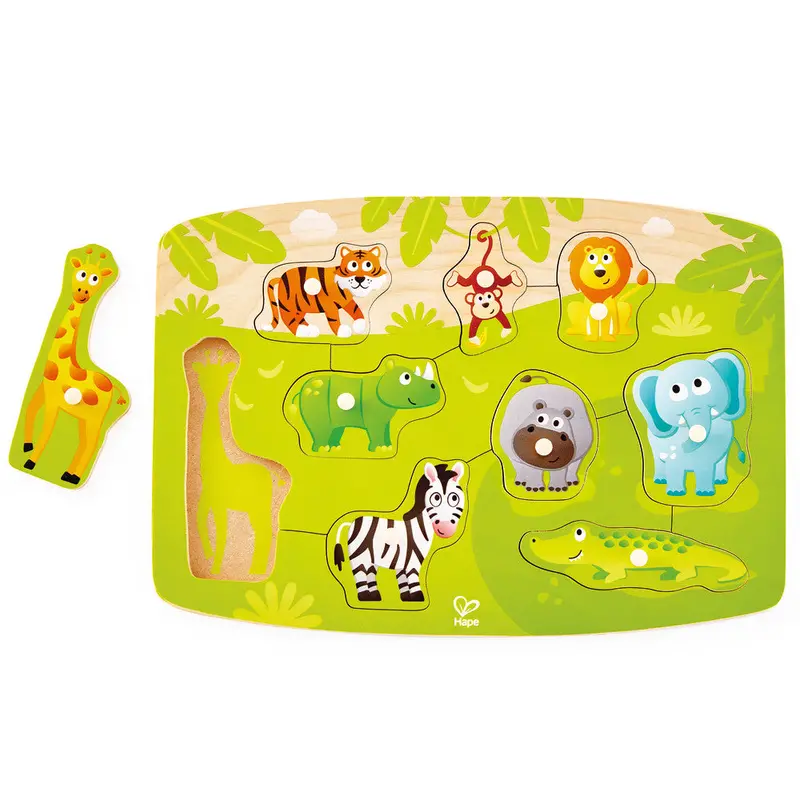 Hape Jungle Adventure Wooden Peg Puzzle – 10-Piece Early Learning Puzzle