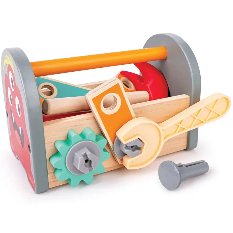 Hape Monster-Themed Wooden Tool Set – 12-Piece Portable Fix-It Play Kit