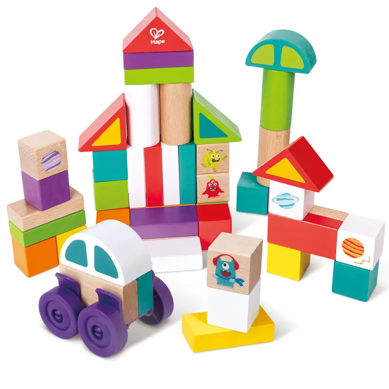 Hape Space-Themed Wooden Block Set – 54-Piece Creative Building Kit