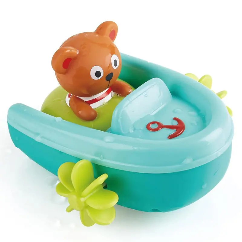 Hape Tubing Pull-Back Boat & Teddy Bear Set – STEM-Inspired Motion Toy for Toddlers