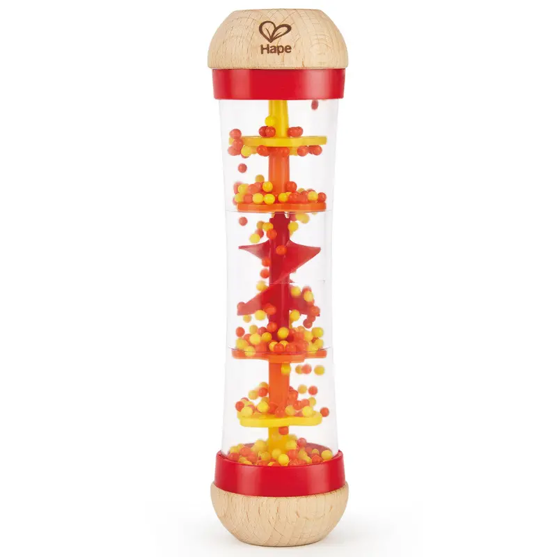 Hape Wooden Rainmaker Toy – Beaded Sensory Sound Instrument for Toddlers