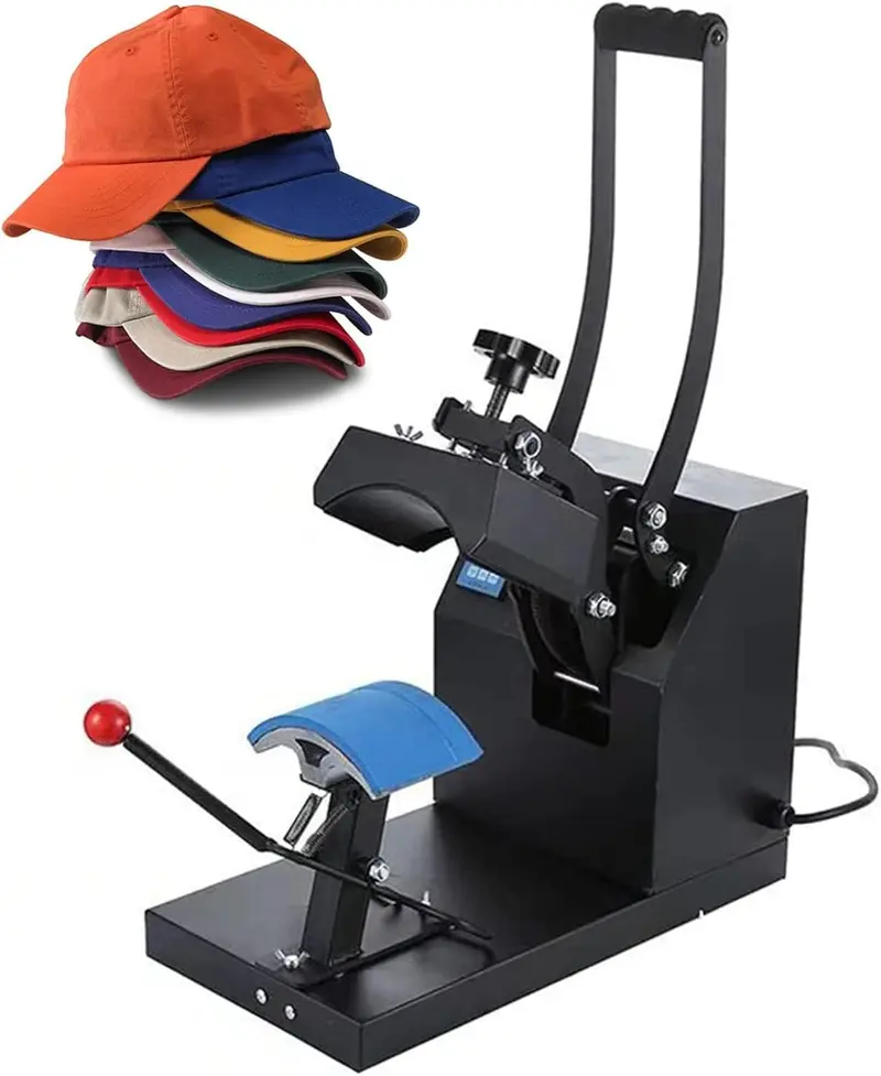 Hat Heat Press Machine – 350W Curved Heating Element, Digital LCD Timer & Temp Control, Adjustable Pressure for Caps, T-Shirts, Bags, and Footwear