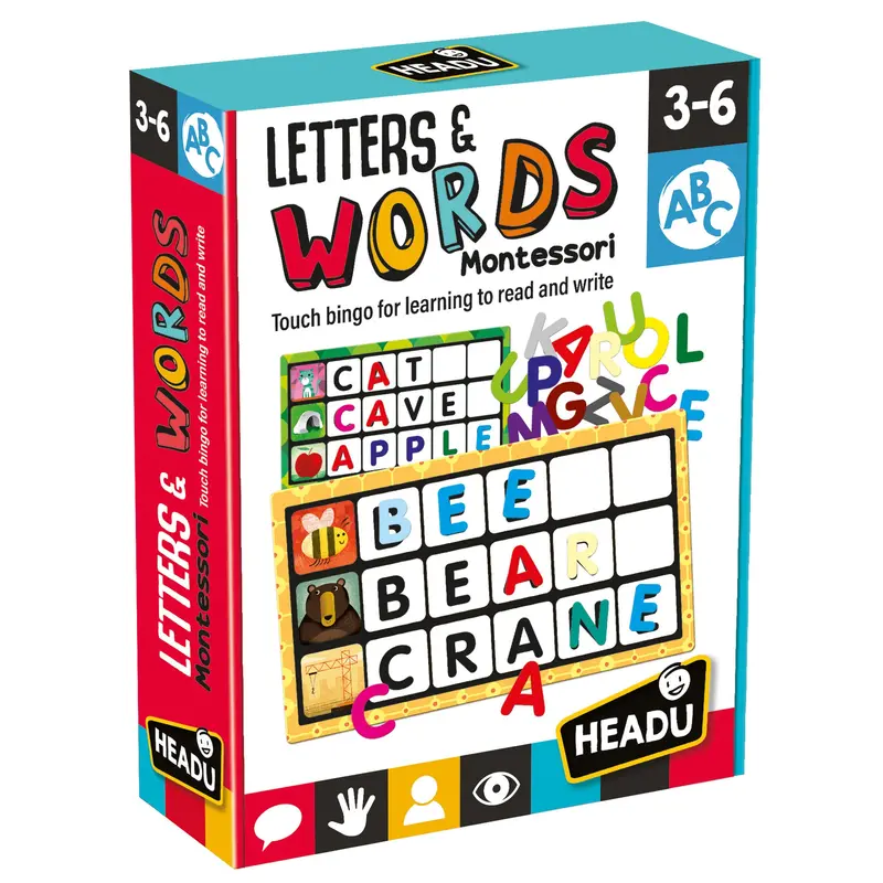 Headu Montessori Touch Bingo Game – Letter and Word Recognition Activity
