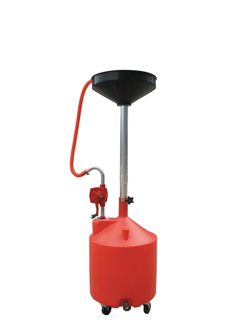 Heavy-Duty 18-Gallon Portable Oil Drain Tank with Integrated Pump – Upright Fluid Evacuation System S1113
