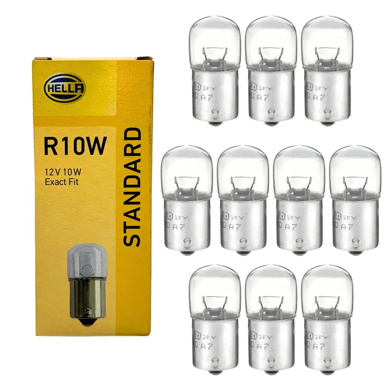 HELLA BA15s 12V 10W Automotive Bulbs – SCC Base, 10-Pack