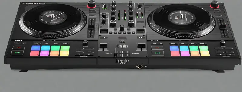 Hercules DJControl Inpulse T7 – Motorized 2-Deck DJ Controller Featuring Serato Lite, DJuced, and Vinyl-Like Response
