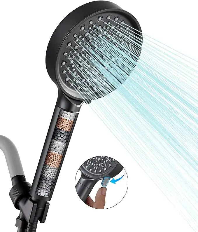 High-Pressure Handheld Shower Head with 6 Adjustable Spray Modes and Built-in Filtration System