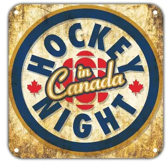 Hockey Night in Canada Retro Metal Wall Art – 12″ x 12″ Vintage Aluminum Sign for Man Caves, Bars & Garages AS106