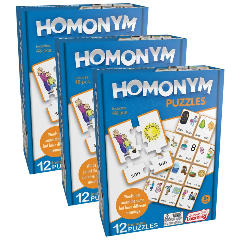 Homonym Matching Puzzles – Interactive Word Recognition Jigsaw Set (3-Pack)
