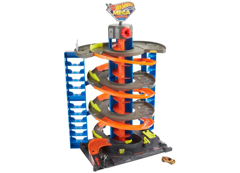 Hot Wheels City 4-Tier Mega Garage Playset with 60+ Vehicle Storage Spots