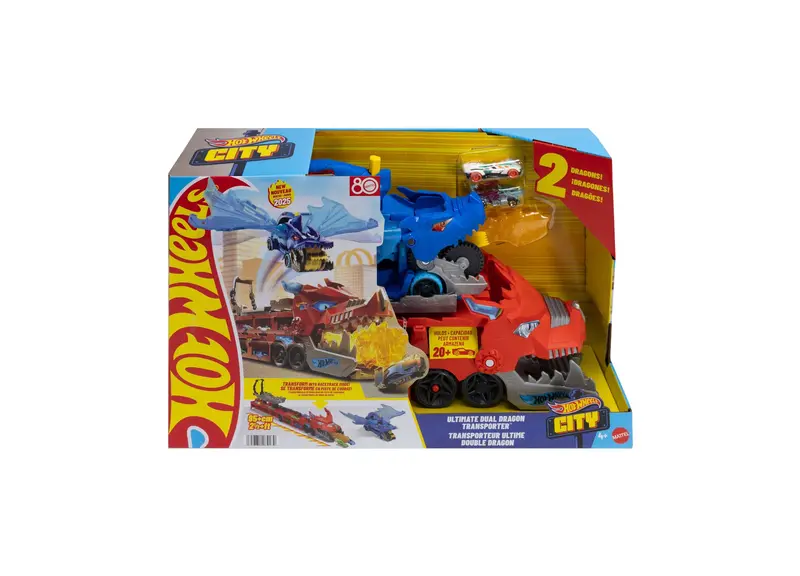 Hot Wheels Dual Dragon Transporter – Playset for Die-Cast Toy Cars