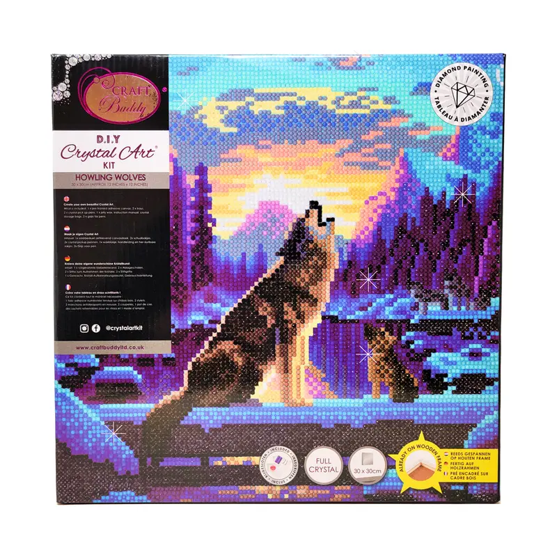 Howling Wolves Crystal Art Kit – Medium-Sized Framed Craft Set