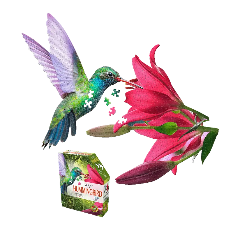 Hummingbird-Shaped Jigsaw Puzzle – 300-Piece Ornithological Design by Madd Capp