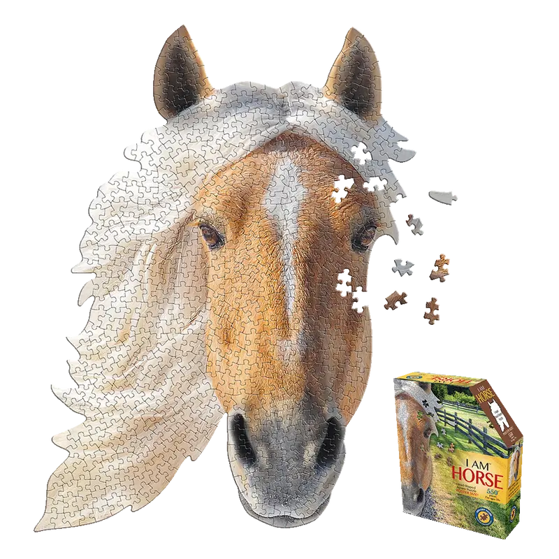 I AM HORSE Head-Shaped Puzzle – 550-Piece Unique Animal Design by Madd Capp