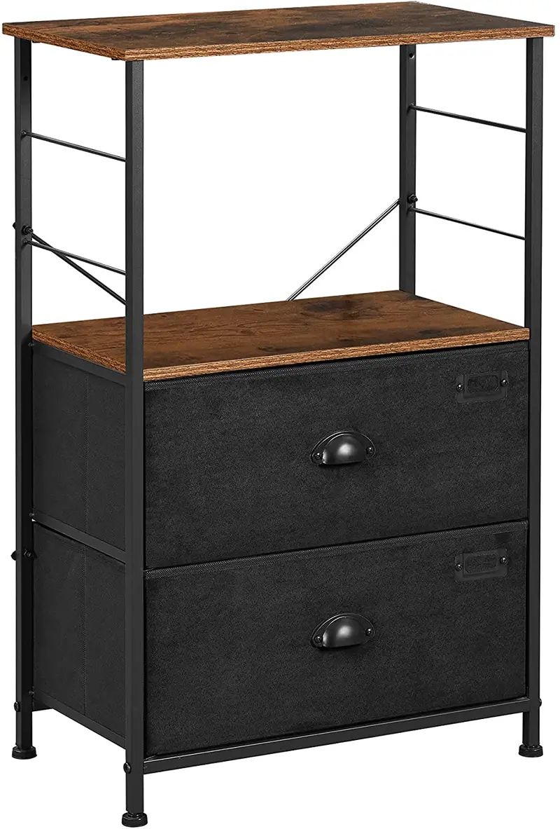 Industrial-Design Nightstand — Modern Bedside Table with Drawer & Shelf Storage (LVT03H)