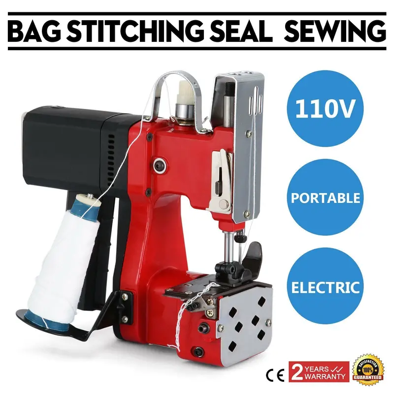 Industrial Electric Bag Sewing Machine – 100W, 110V Portable Heavy-Duty Stitcher – 518BSM