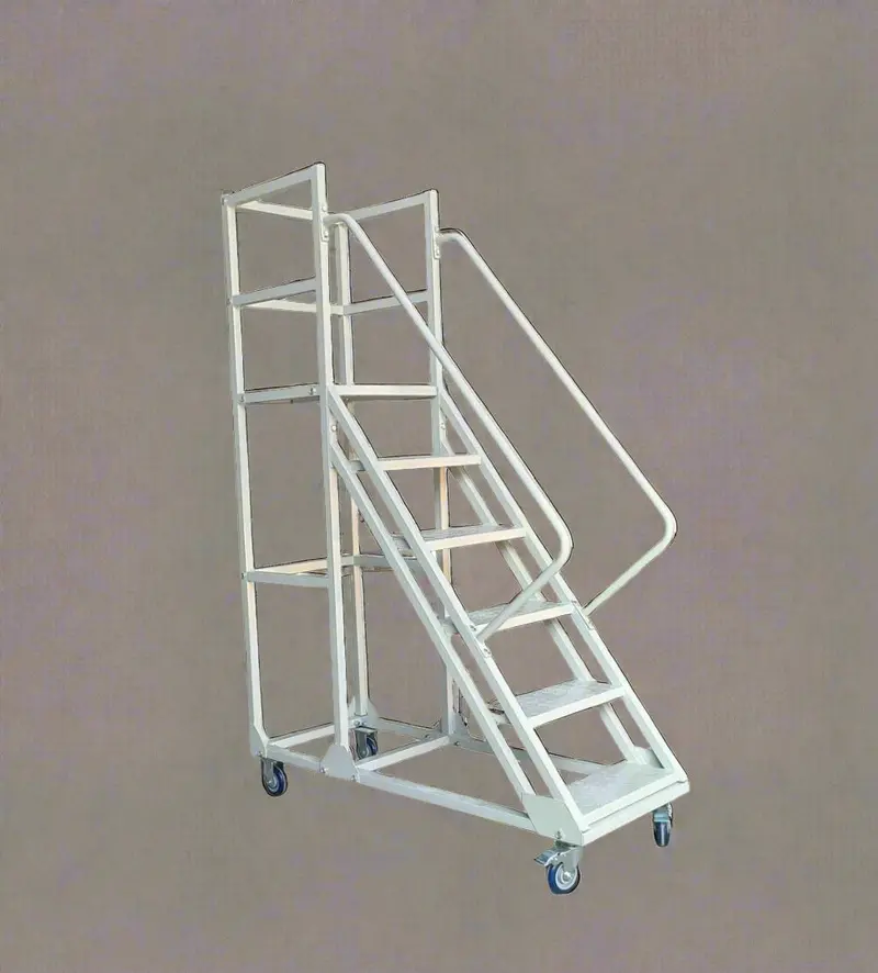 Industrial Safety Ladder – 6-Step and 8-Step Rolling Models with Locking Casters and Reinforced Steel Frame