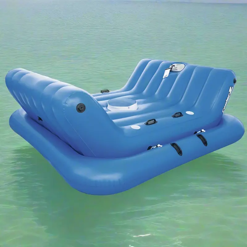 Inflatable Floating Island Lounger – Pool Float with Sunshade, Bluetooth Speaker & Cup Holders (41434E)