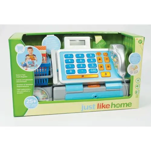 Interactive Talking Cash Register Toy with Scanner & Play Money Kit