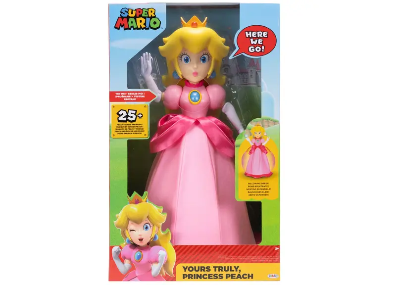 Jakks Pacific Super Mario Princess Peach Figure – Voice-Activated Interactive Toy