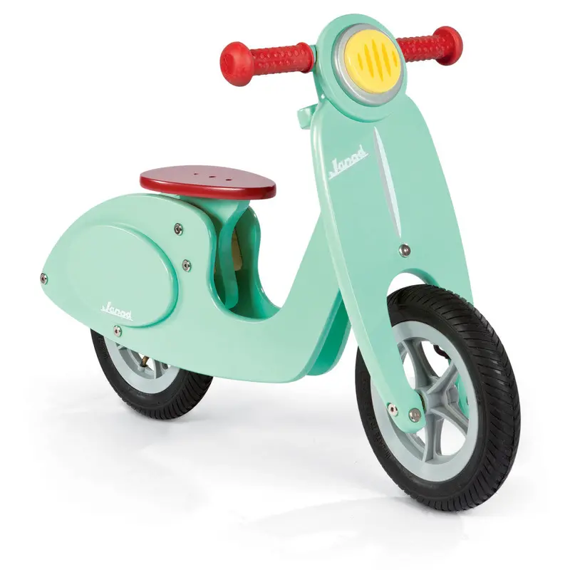 Janod Adjustable Wooden Balance Scooter – Mint-Colored Toddler Rider