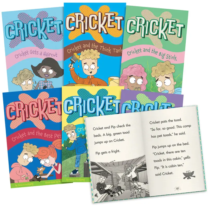 Junior Learning Cricket the Kid Decodable Chapter Books – Multicolor Boxed Set for Emerging Readers