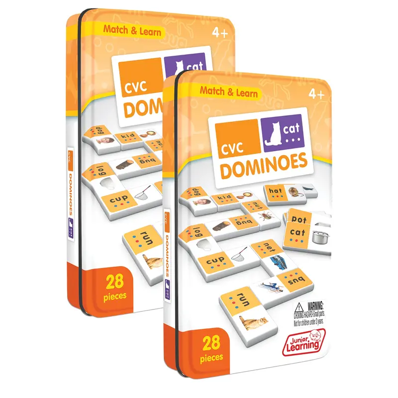 Junior Learning CVC Match & Learn Dominoes – Double-Pack Phonics Education Set