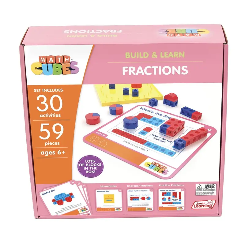Junior Learning Mathcubes Fractions Set – 59-Piece Hands-On Fraction Learning Kit