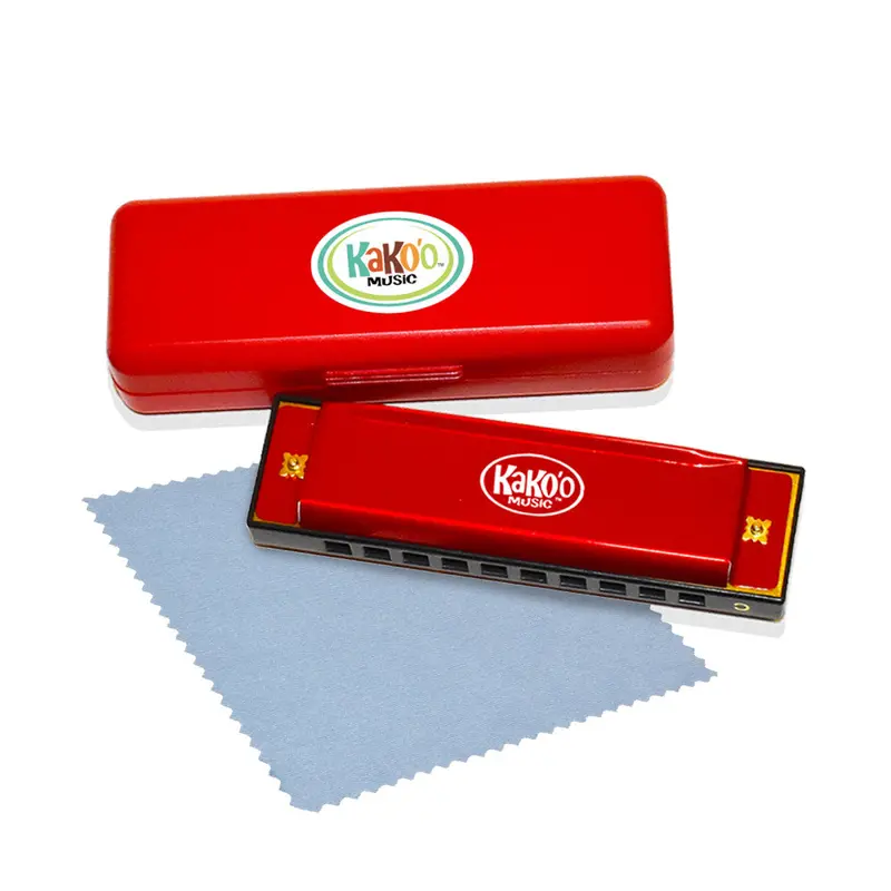 KaKo’o Classic Red Harmonica – Key of C, Metal Mouth Organ for Beginners