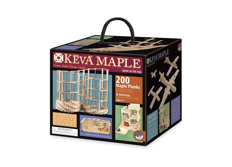 KEVA Maple 200-Piece Structural Building Kit for Creative Play
