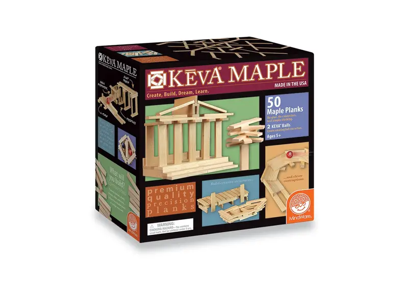 KEVA Maple 50-Piece Building Set – STEM Learning Toy for Kids