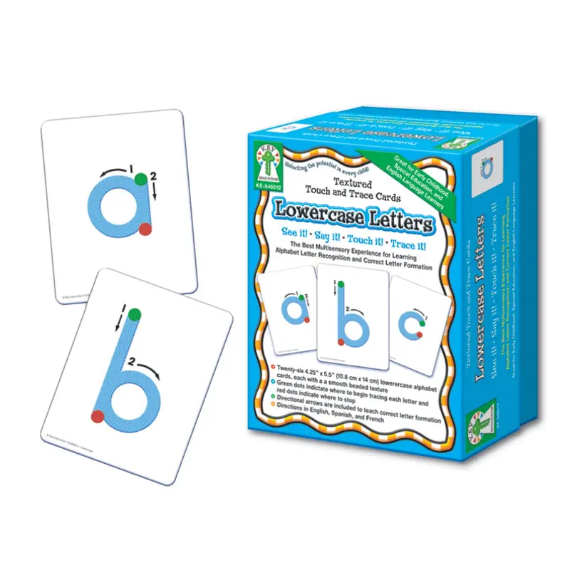 Key Education Textured Touch-and-Trace Cards – Lowercase Alphabet Sensory Learning Kit