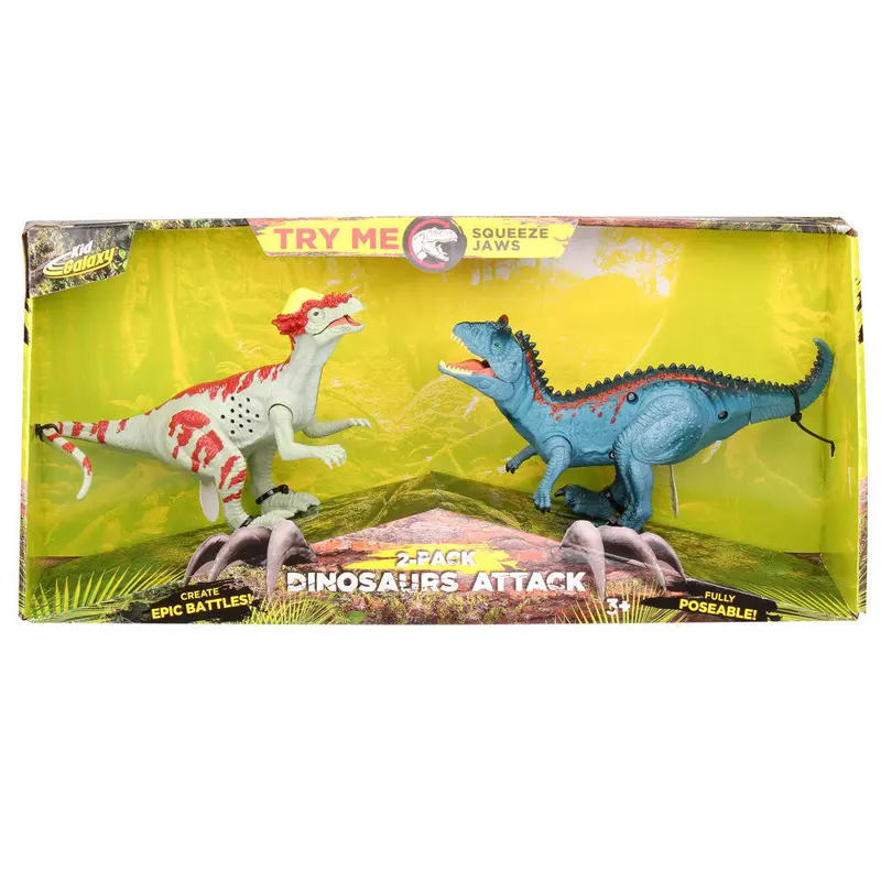 Kid Galaxy Dinosaur Attack Set: Pachycephalosaurus & Carnosaur Action Figures