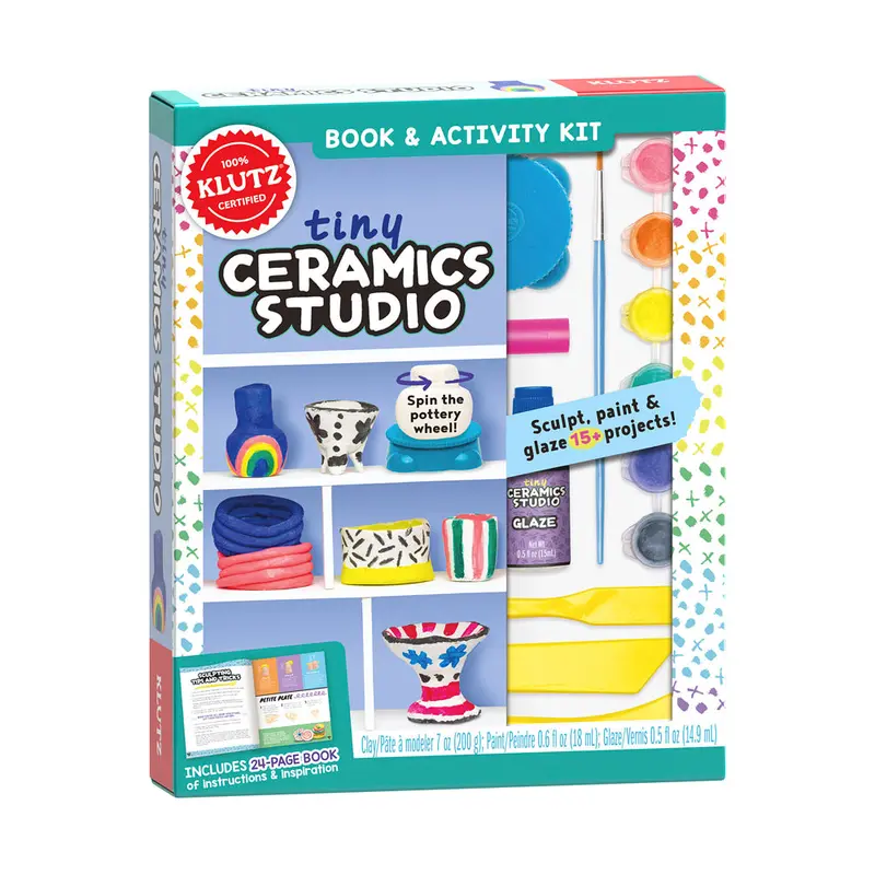 Klutz Tiny Ceramics Studio – Kid-Friendly Clay Crafting Kit for Mini Pottery Projects