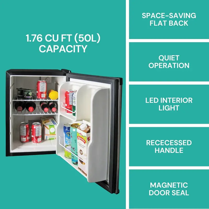 Koolatron Dual-Voltage Mini Fridge with Freezer – 1.76 Cu Ft 12V/110V Compact Refrigerator for Vehicles, Dorms, Offices, or Bedrooms (White)
