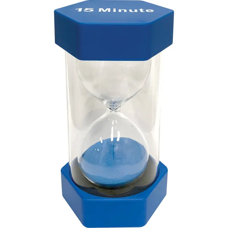 Large 15-Minute Sand Timer – Blue Sand Visual Countdown Tool for Classrooms
