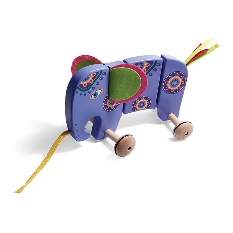 Lavender Wooden Elephant Pull-Along Toy – TiddlyTots Early Learning Companion